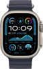 Apple Watch Series Ultra 2 49mm Natural Titanium Case with Navy Ocean Band One Size